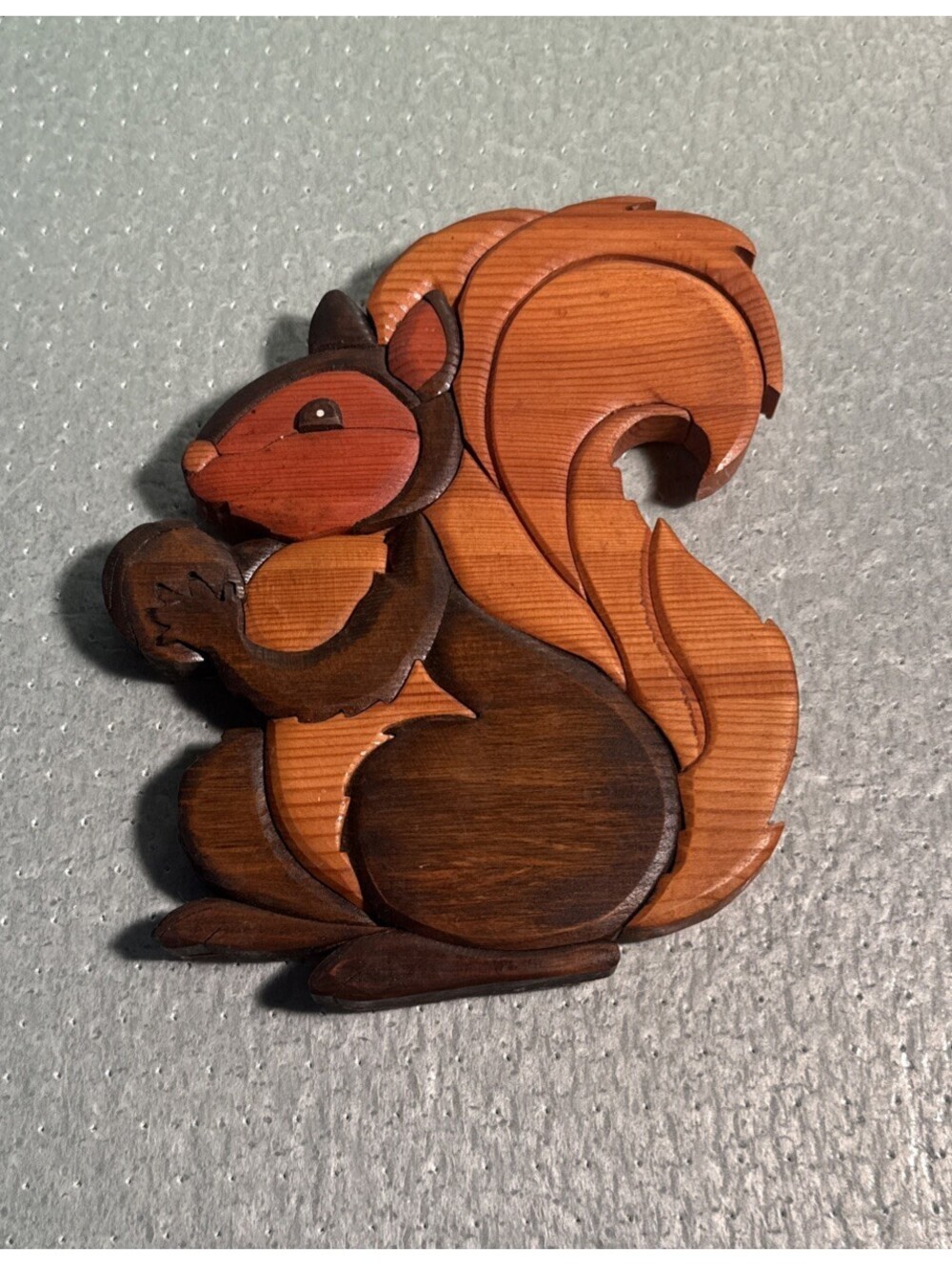 Handcrafted Wood Intarsia Squirrel Wall Art by Merle Kaldenberg (2006) - Signed